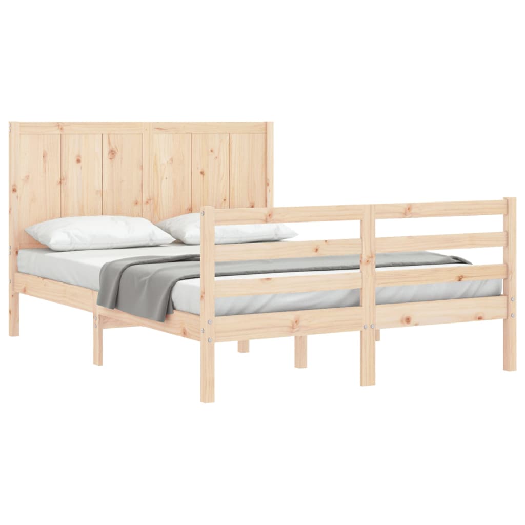 vidaXL Estructura de cama con cabecero madera maciza 160x200 cm