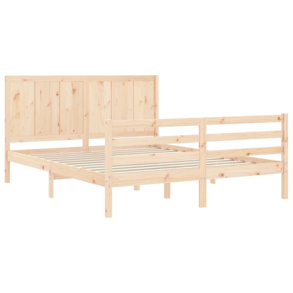 vidaXL Estructura de cama con cabecero madera maciza 160x200 cm