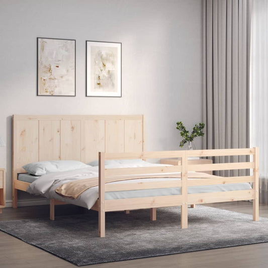 vidaXL Estructura de cama con cabecero madera maciza 160x200 cm