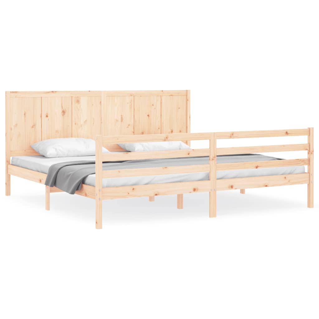 vidaXL Estructura de cama de matrimonio con cabecero madera maciza