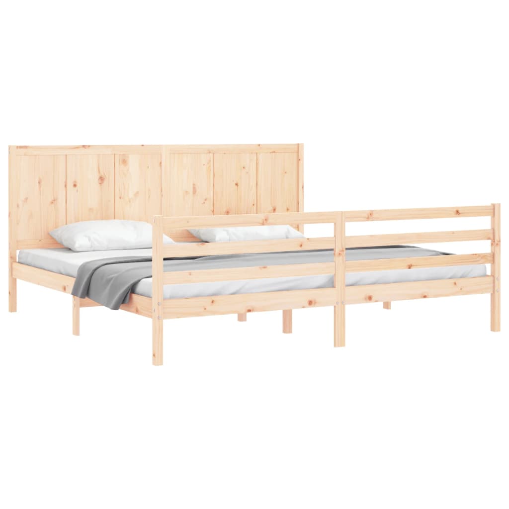 vidaXL Estructura de cama de matrimonio con cabecero madera maciza