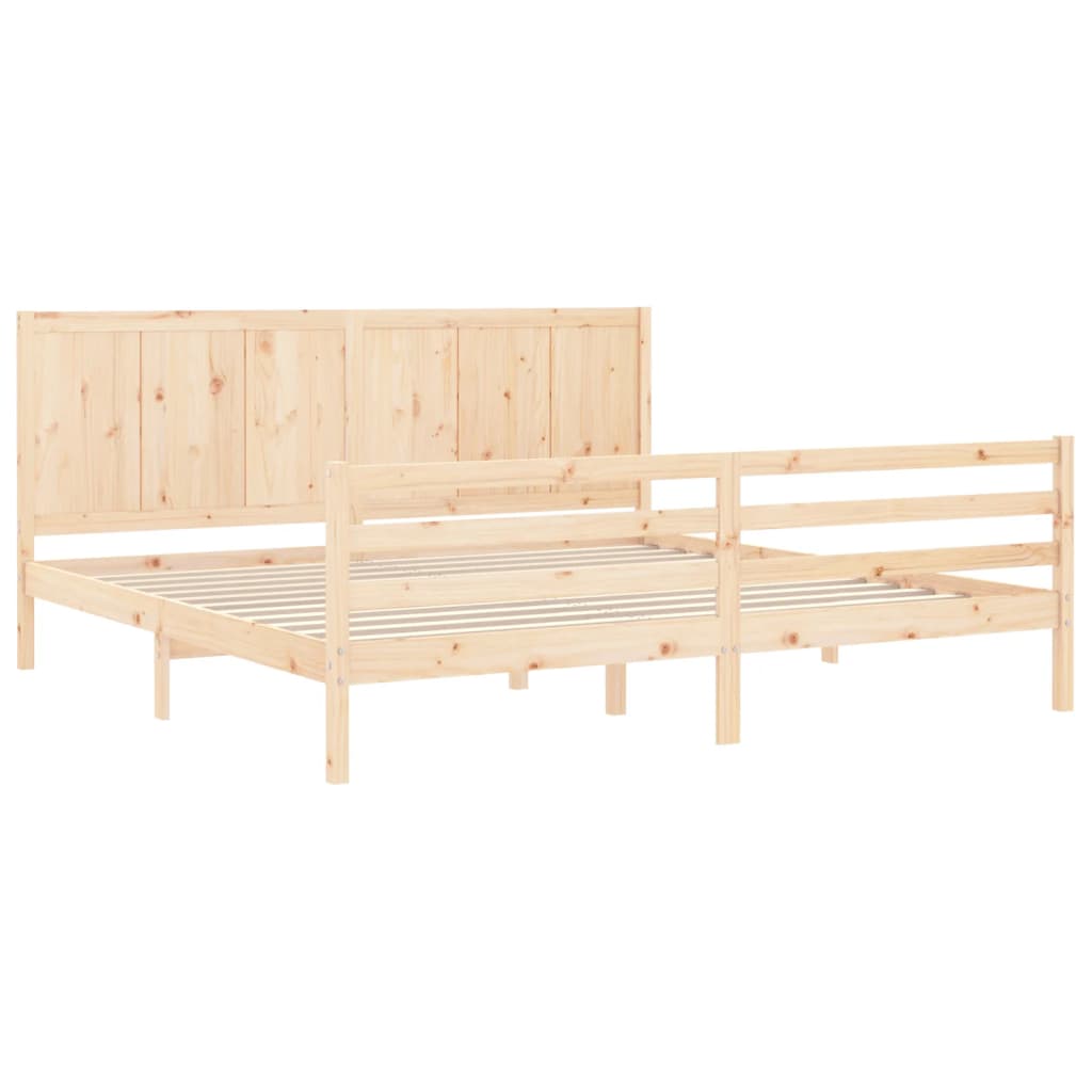 vidaXL Estructura de cama de matrimonio con cabecero madera maciza