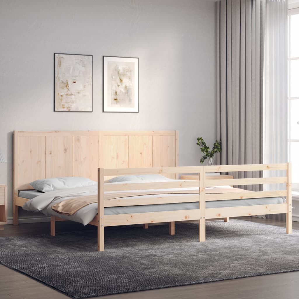 vidaXL Estructura de cama de matrimonio con cabecero madera maciza