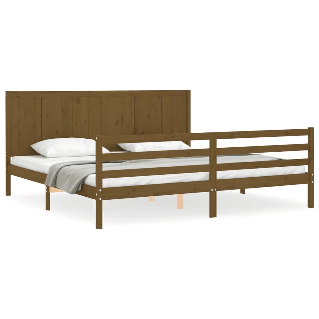 vidaXL Estructura cama y cabecero madera maciza marrón miel 200x200 cm