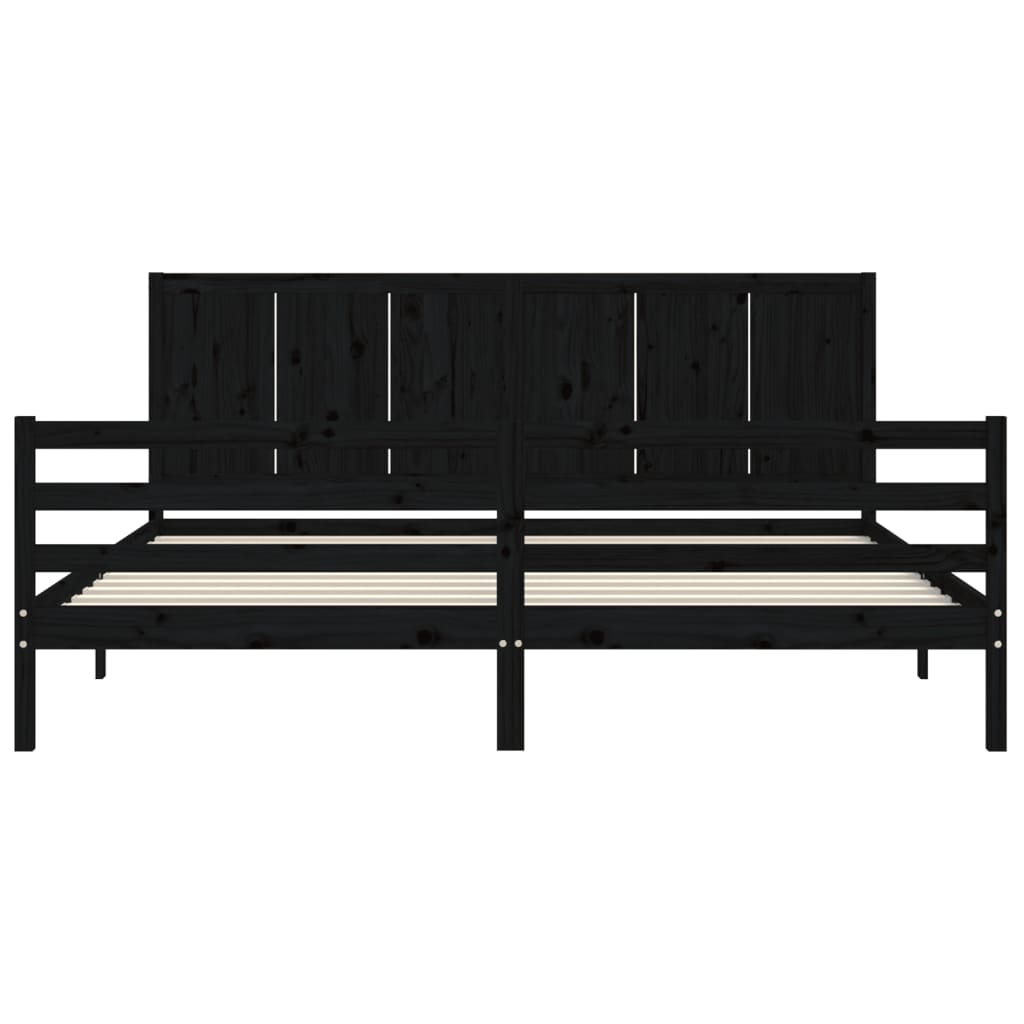 vidaXL Estructura de cama con cabecero madera maciza negro 200x200 cm