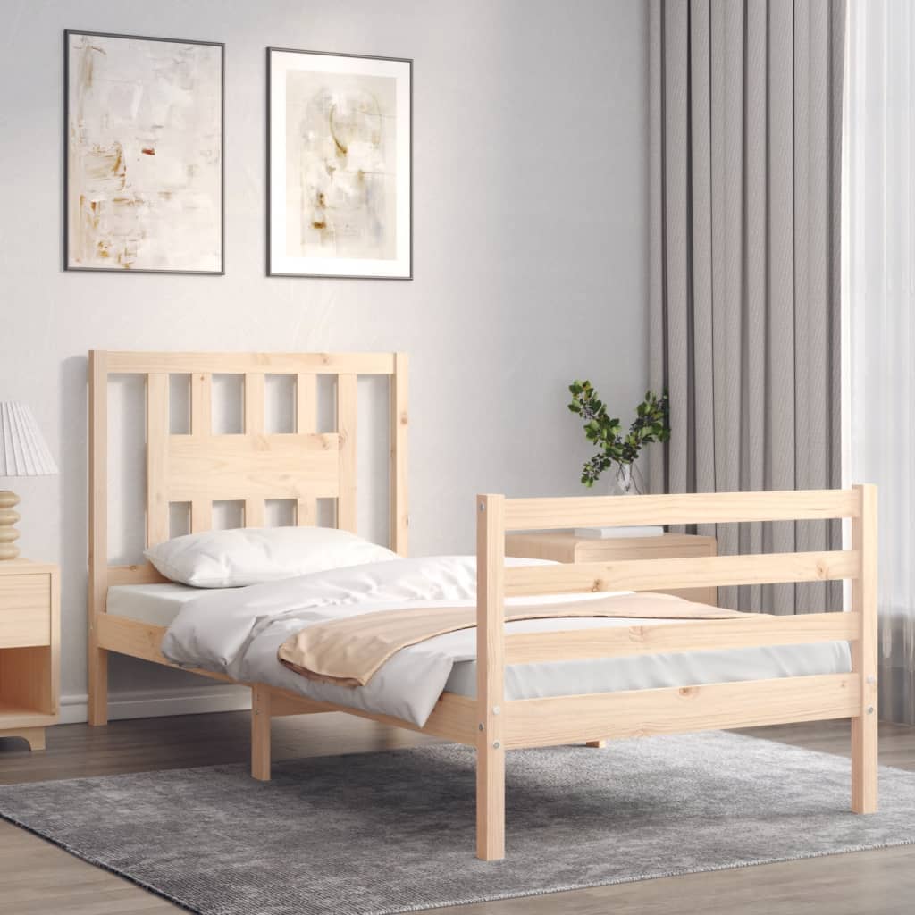 vidaXL Estructura de cama con cabecero madera maciza