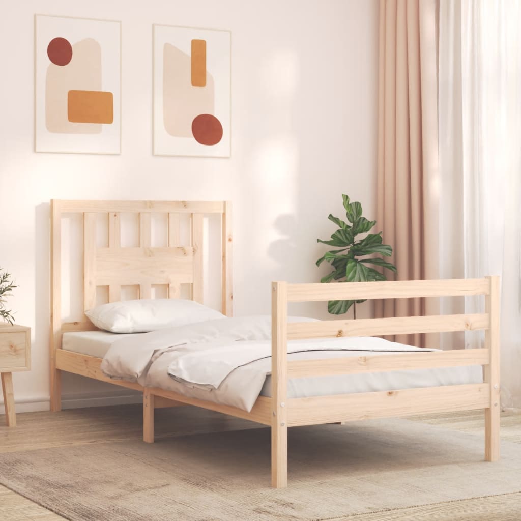 vidaXL Estructura de cama con cabecero madera maciza