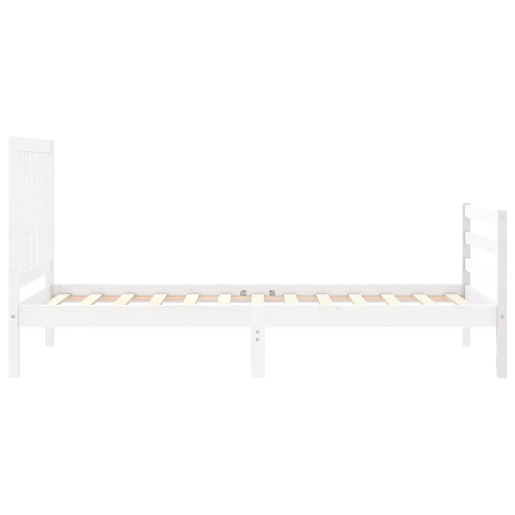 vidaXL Estructura de cama con cabecero madera maciza blanco