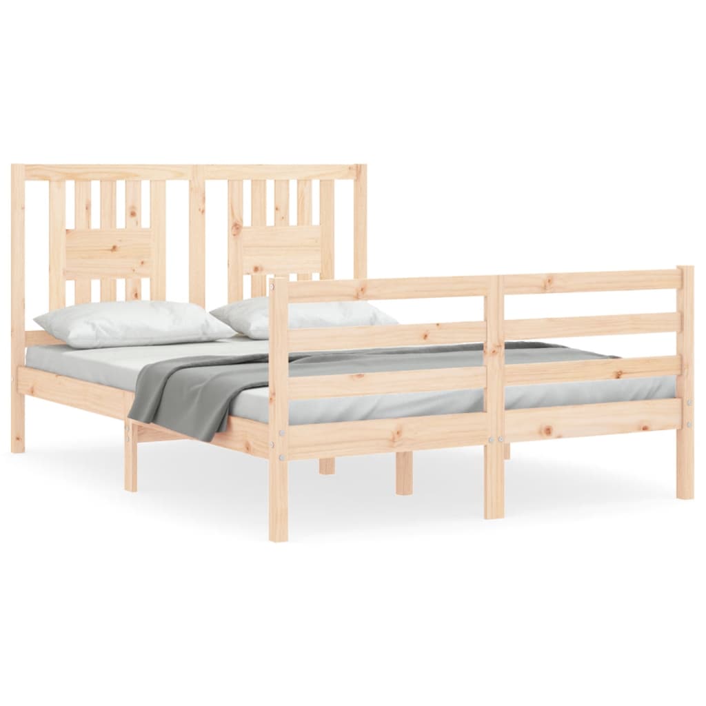 vidaXL Estructura de cama de matrimonio con cabecero madera maciza