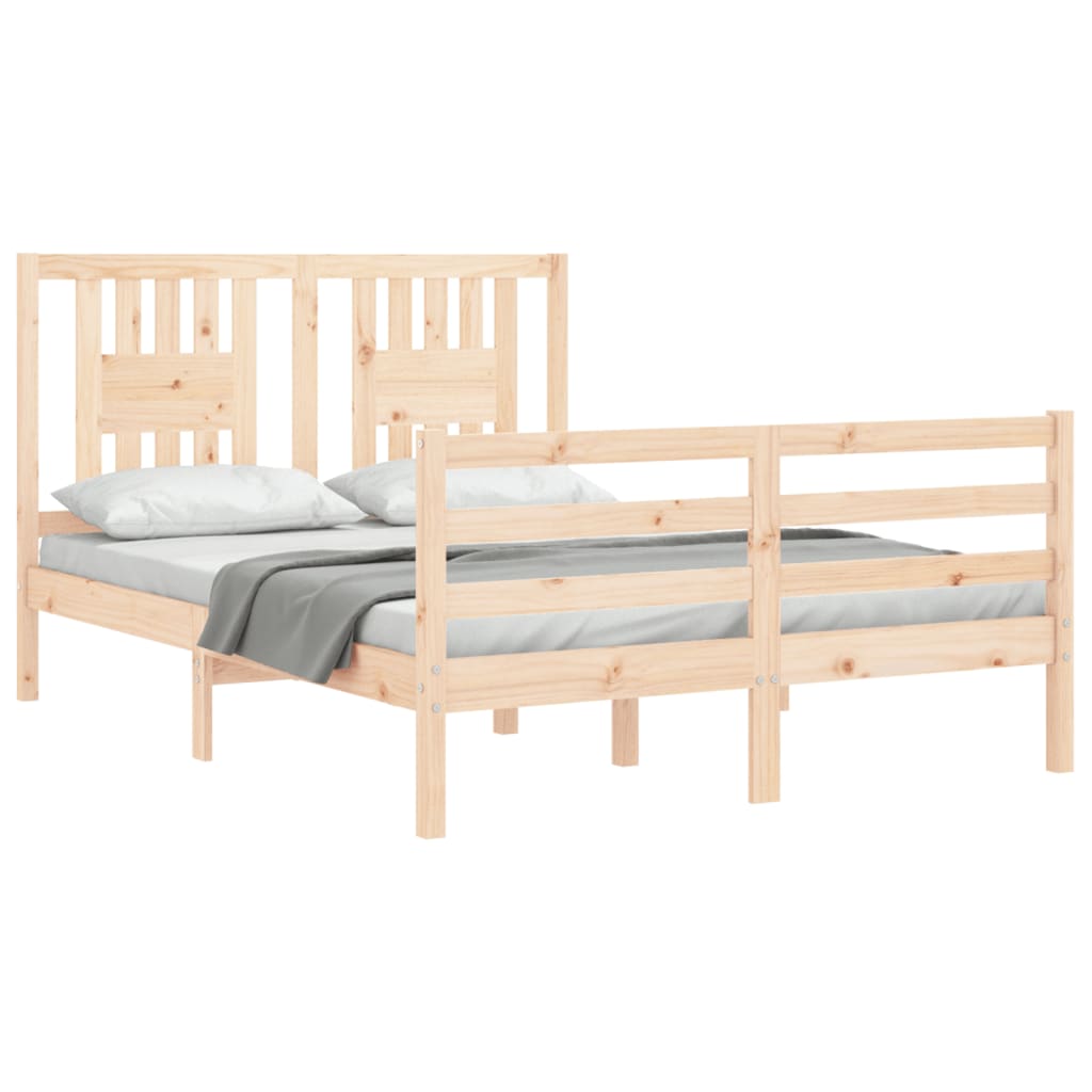 vidaXL Estructura de cama de matrimonio con cabecero madera maciza