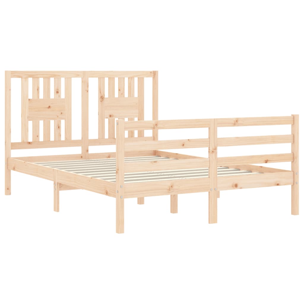 vidaXL Estructura de cama de matrimonio con cabecero madera maciza