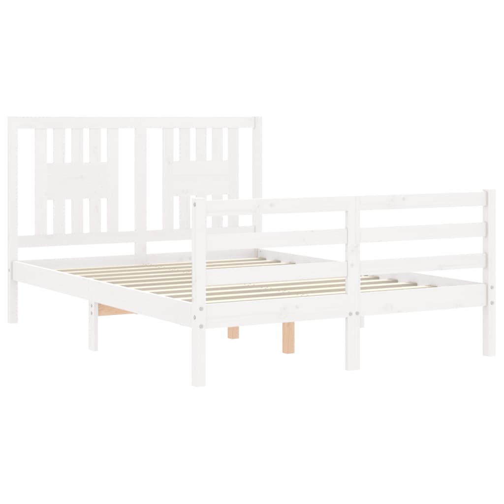 vidaXL Estructura cama de matrimonio con cabecero madera maciza blanco