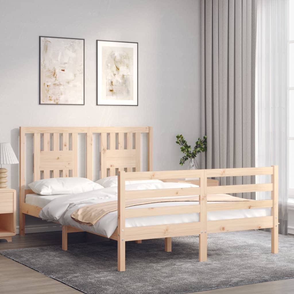 vidaXL Estructura de cama con cabecero madera maciza 140x190 cm