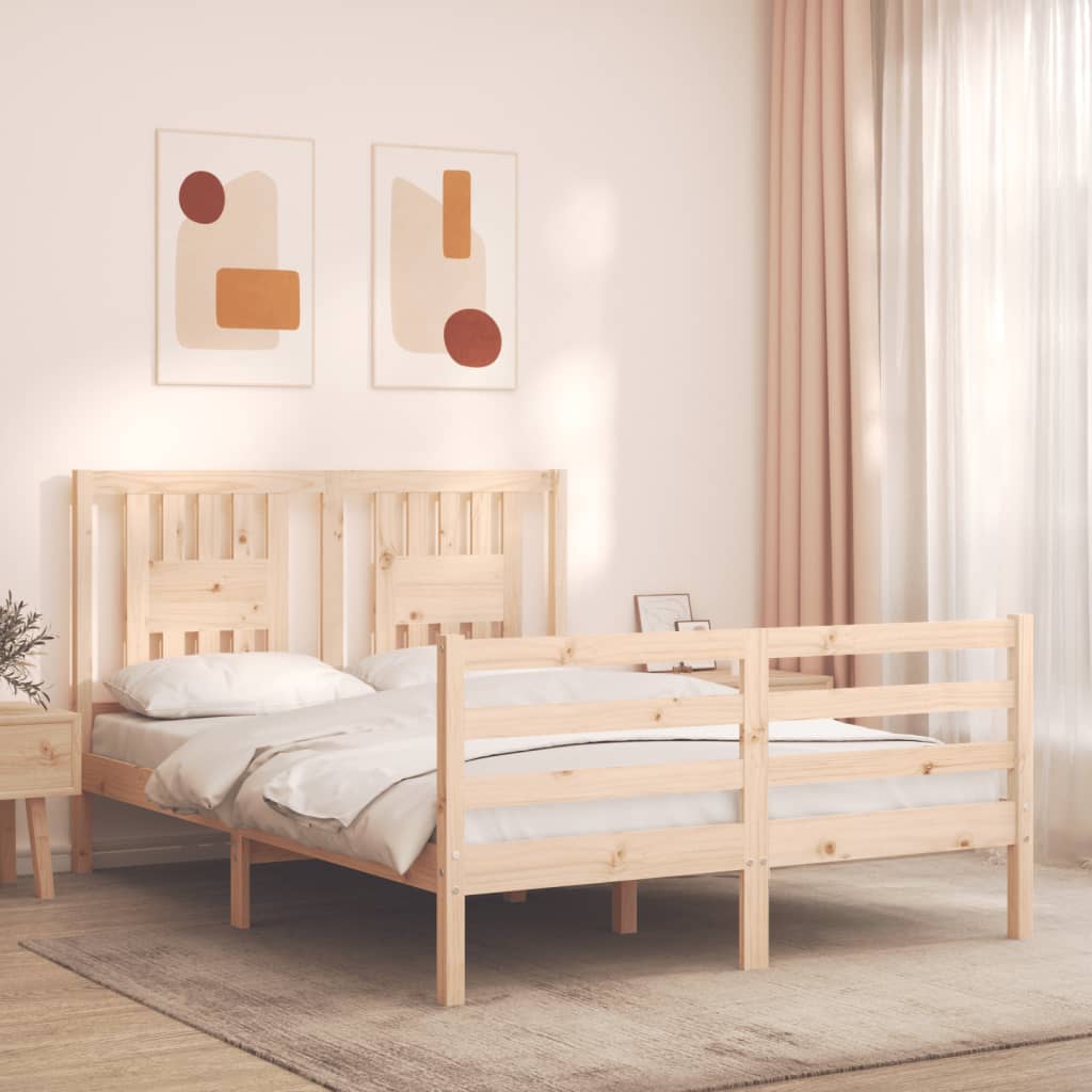 vidaXL Estructura de cama con cabecero madera maciza 140x190 cm