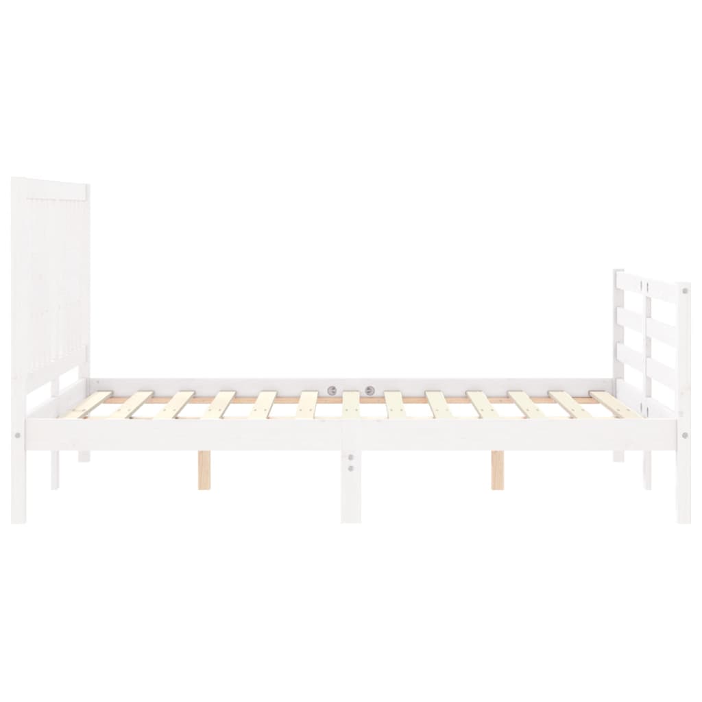 vidaXL Estructura de cama con cabecero madera maciza blanco 140x190 cm