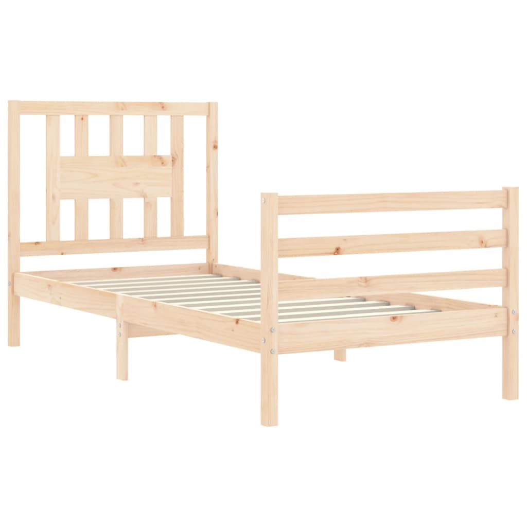 vidaXL Estructura de cama con cabecero madera maciza 90x200 cm