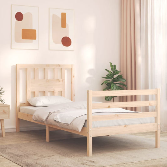 vidaXL Estructura de cama con cabecero madera maciza 90x200 cm