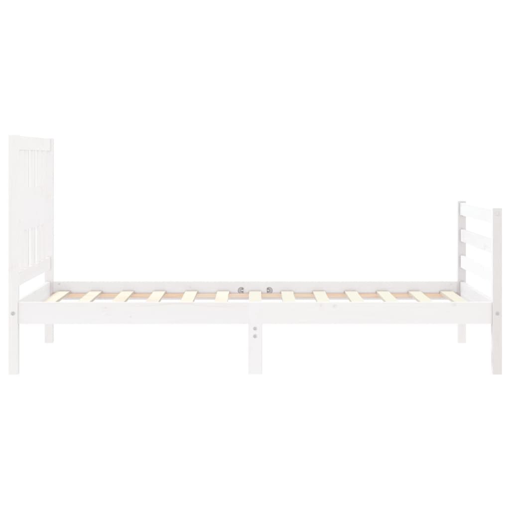 vidaXL Estructura de cama con cabecero madera maciza blanco 90x200 cm