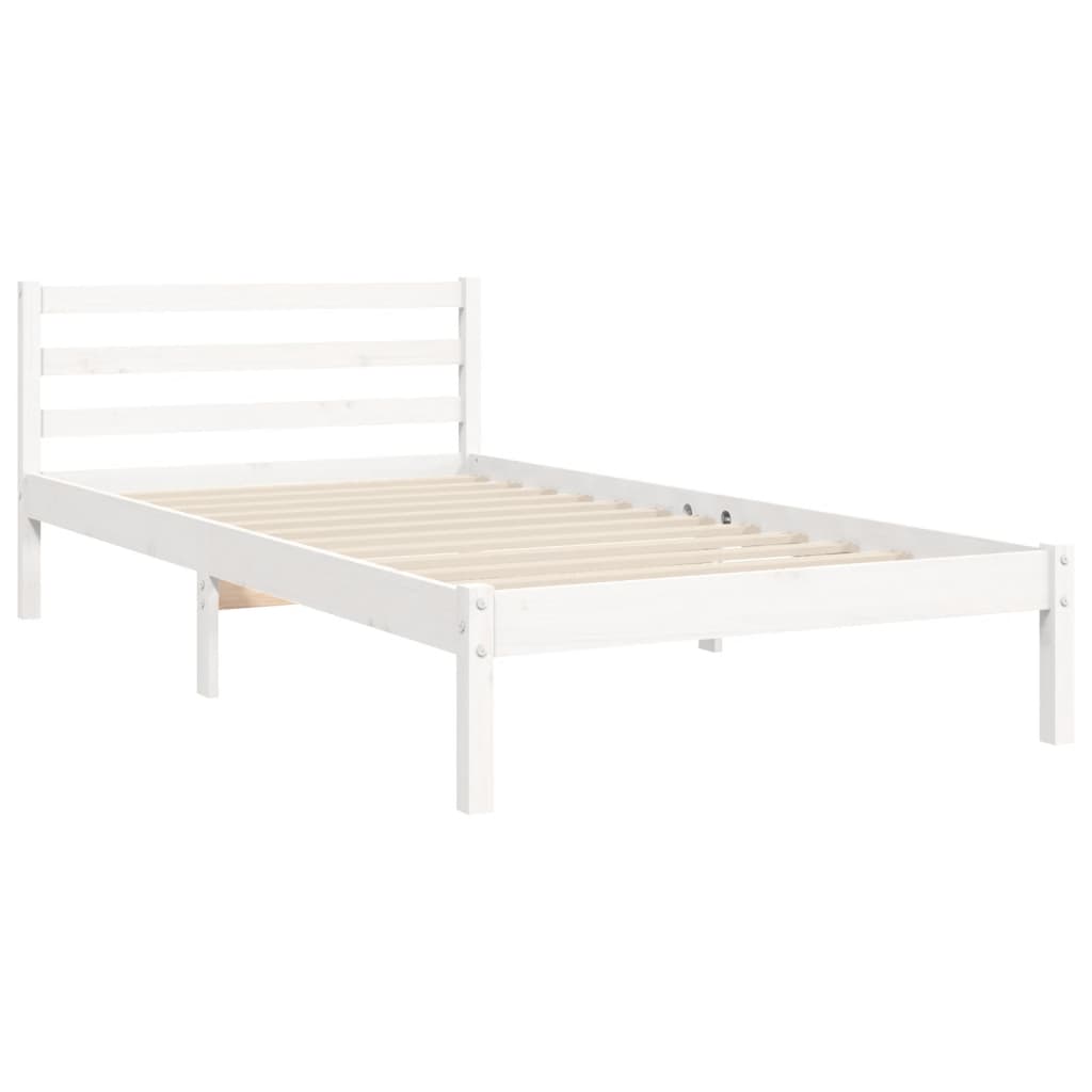 vidaXL Estructura de cama con cabecero madera maciza blanco 90x200 cm