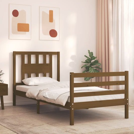 vidaXL Estructura cama con cabecero madera maciza marrón miel 90x200cm