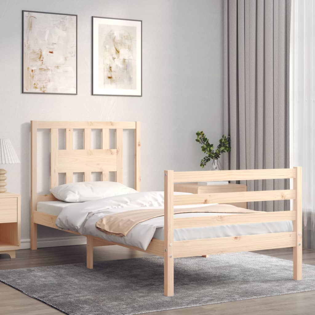 vidaXL Estructura de cama con cabecero madera maciza 100x200 cm