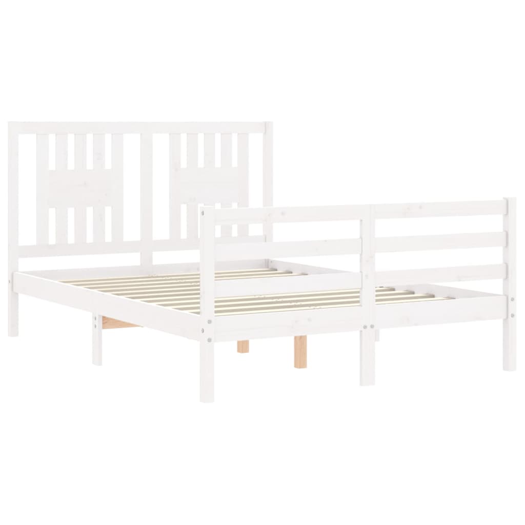 vidaXL Estructura de cama con cabecero madera maciza blanco 120x200 cm