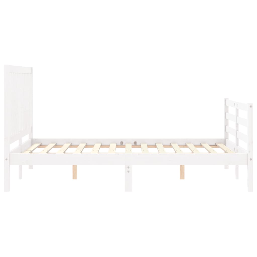 vidaXL Estructura de cama con cabecero madera maciza blanco 120x200 cm