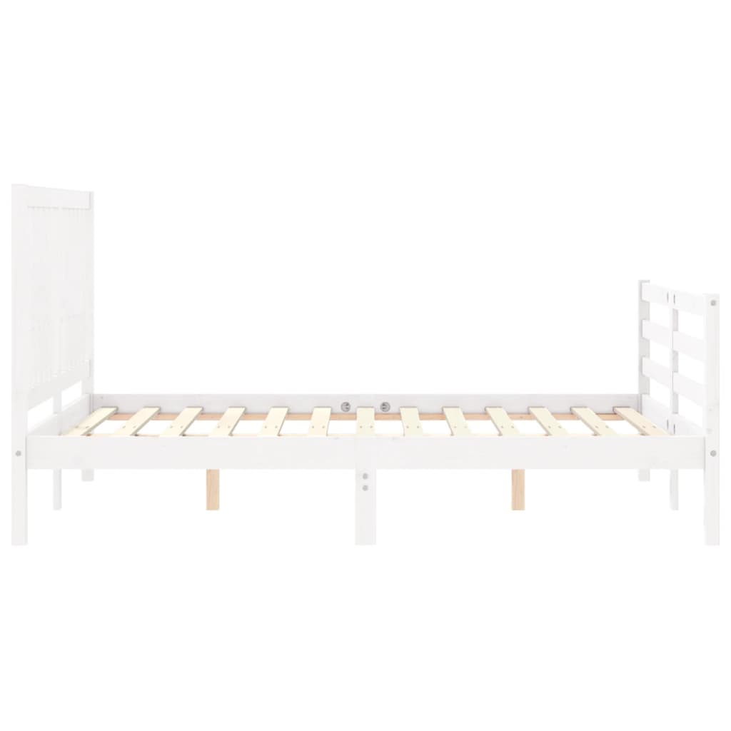 vidaXL Estructura de cama con cabecero madera maciza blanco 140x200 cm