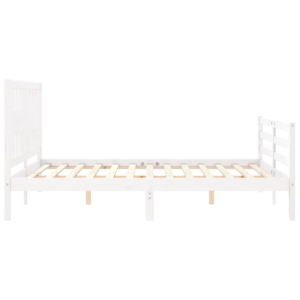 vidaXL Estructura de cama con cabecero madera maciza blanco 160x200 cm