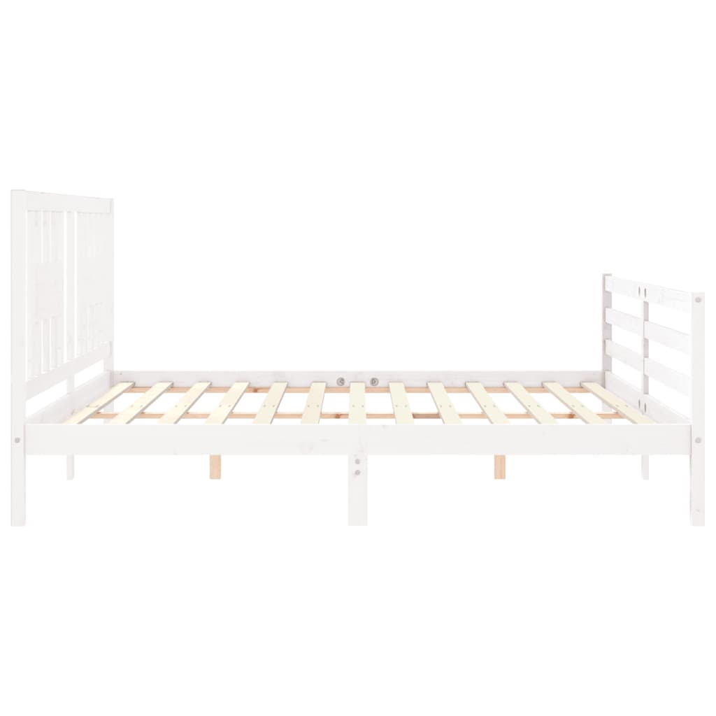 vidaXL Estructura cama de matrimonio con cabecero madera maciza blanco