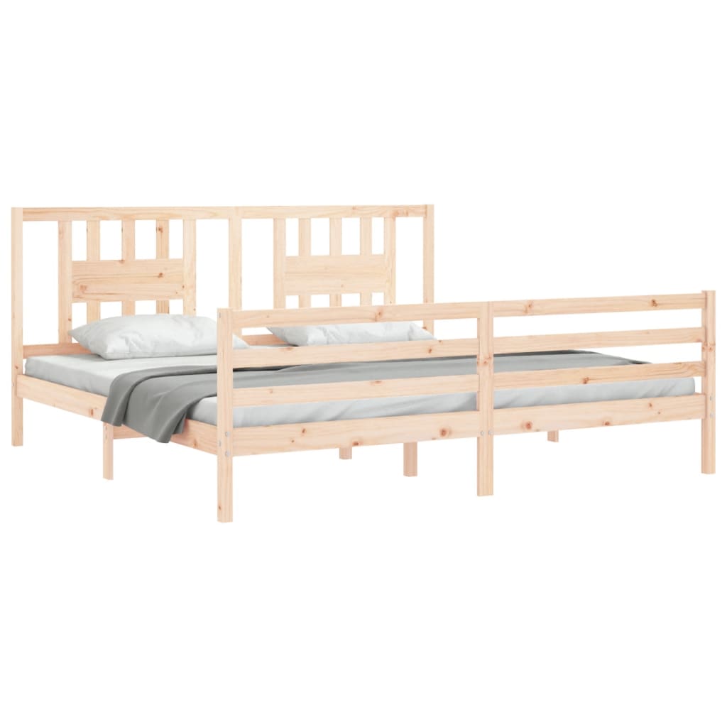 vidaXL Estructura de cama con cabecero madera maciza 200x200 cm