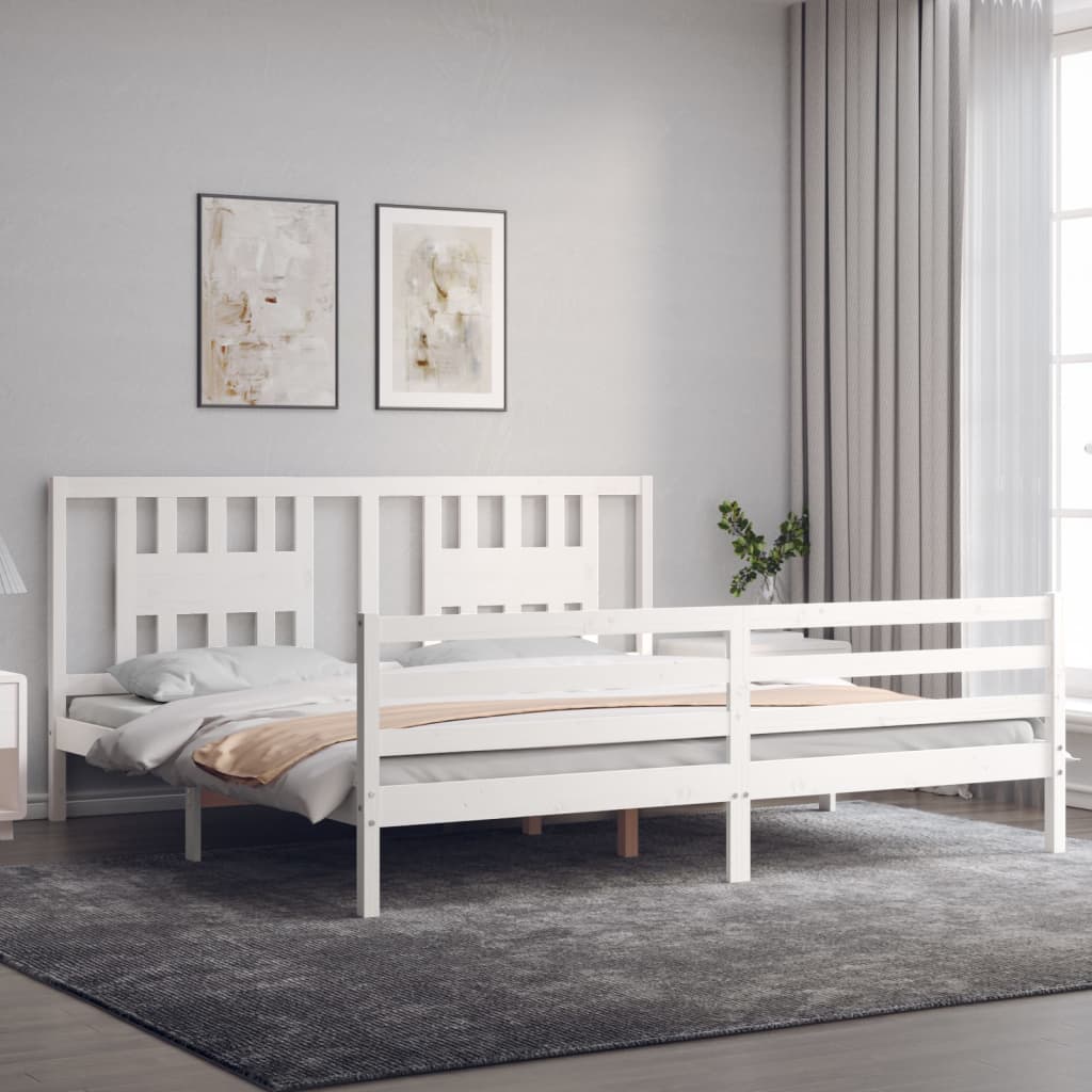 vidaXL Estructura de cama con cabecero madera maciza blanco 200x200 cm