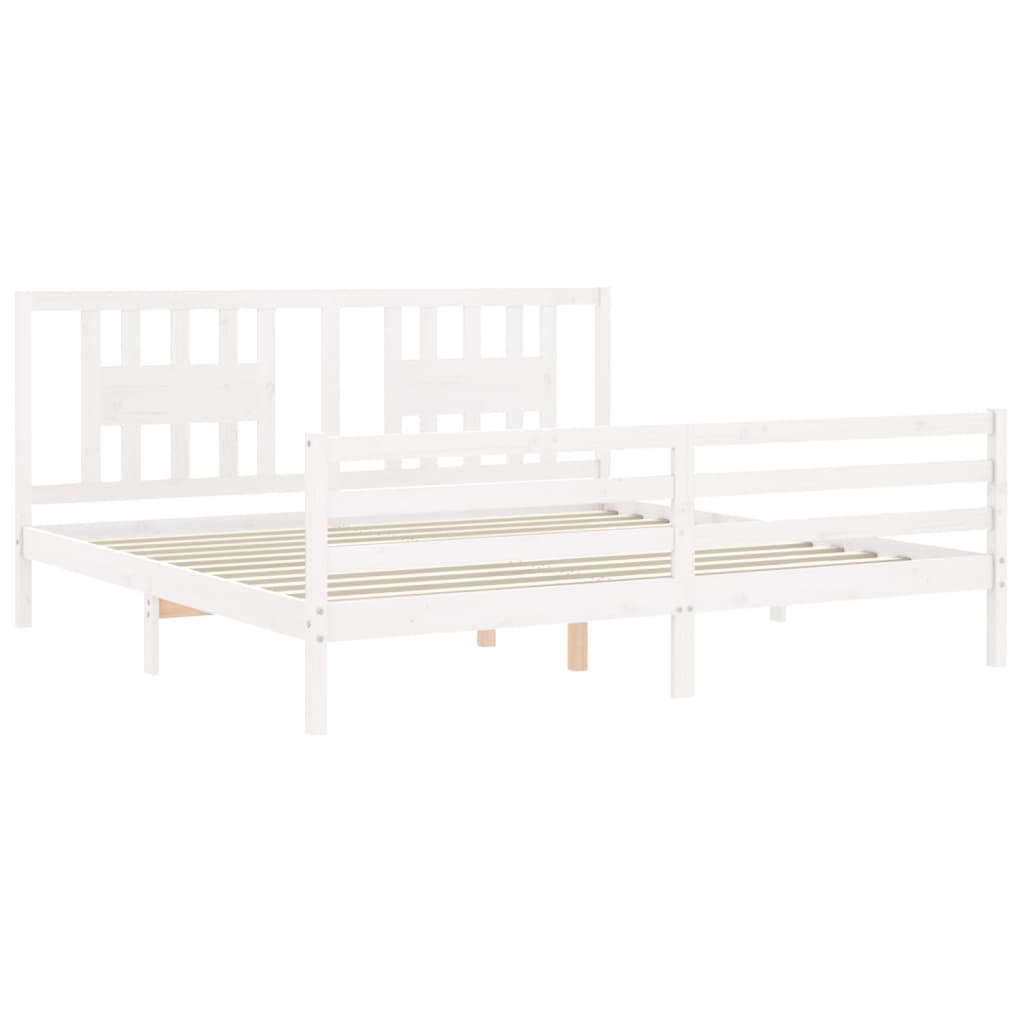 vidaXL Estructura de cama con cabecero madera maciza blanco 200x200 cm