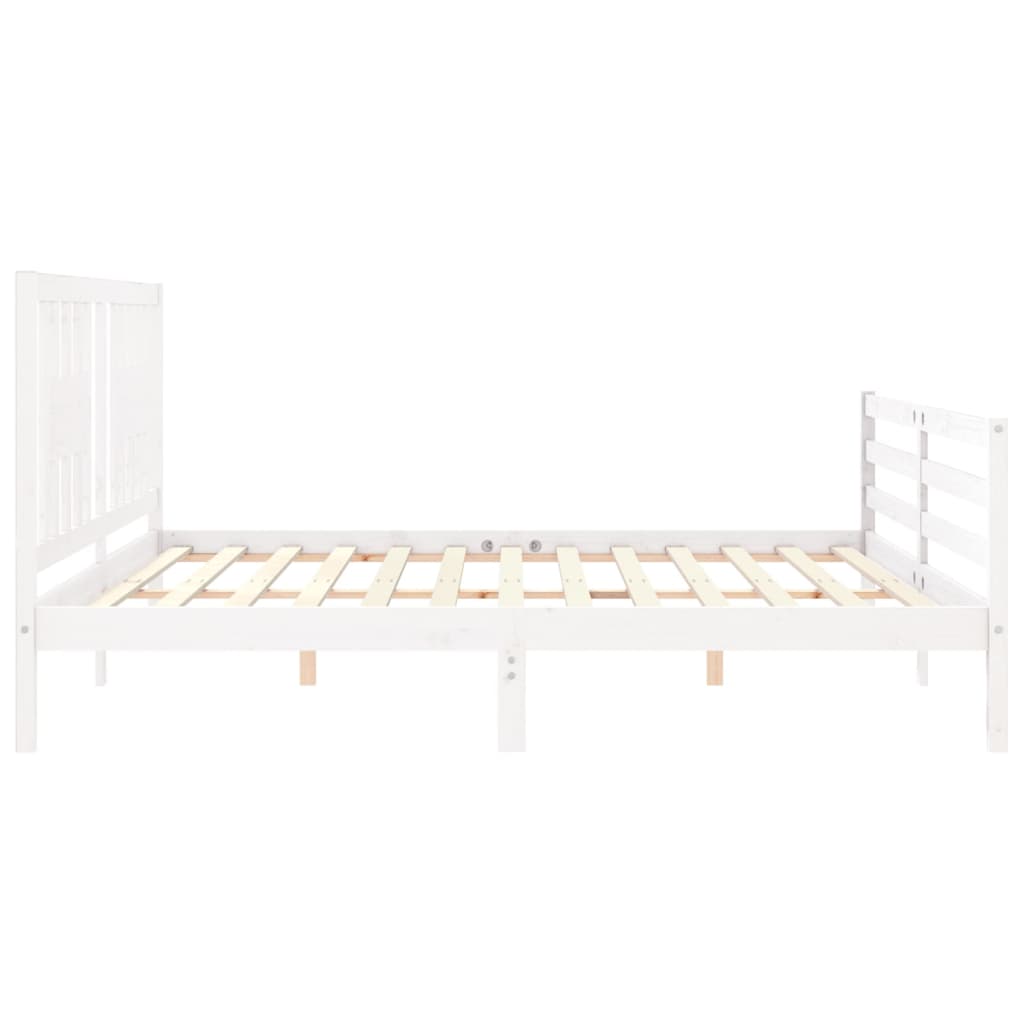 vidaXL Estructura de cama con cabecero madera maciza blanco 200x200 cm