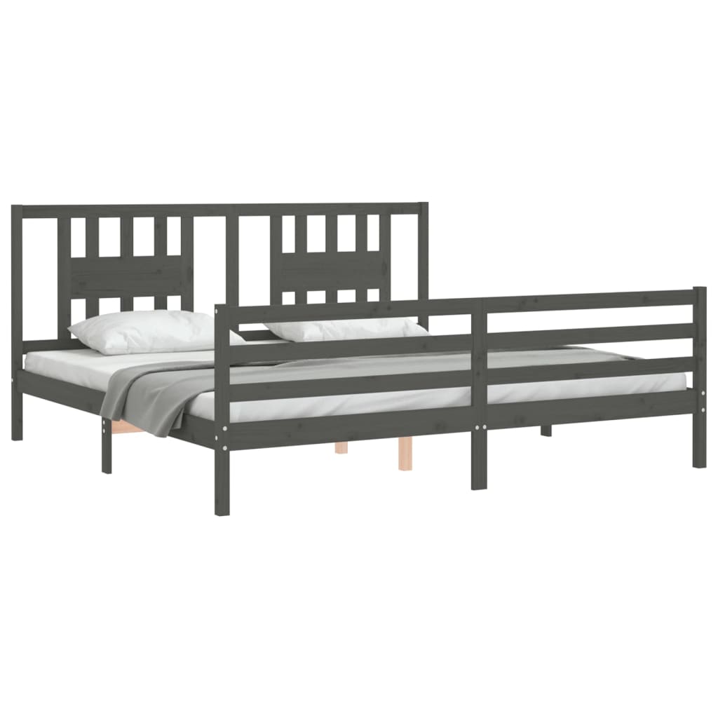 vidaXL Estructura de cama con cabecero madera maciza gris 200x200 cm