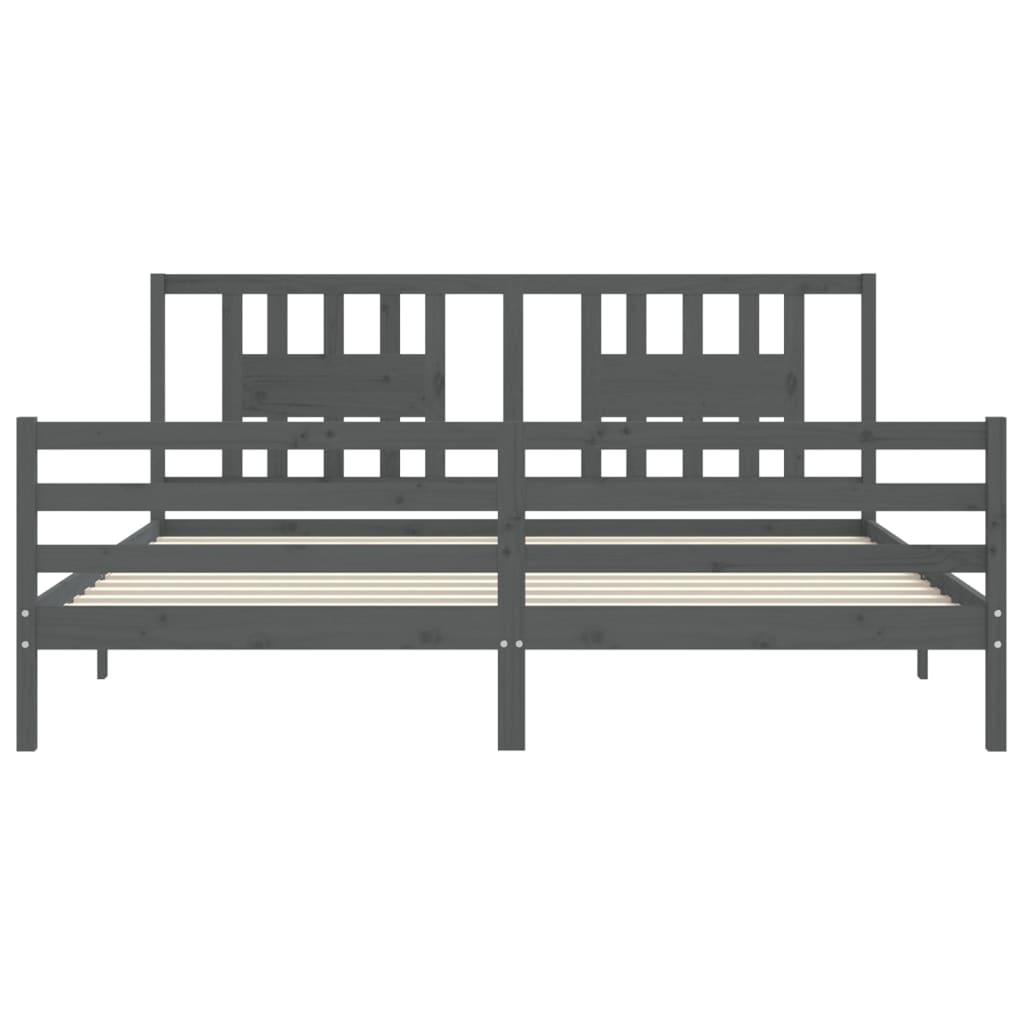 vidaXL Estructura de cama con cabecero madera maciza gris 200x200 cm