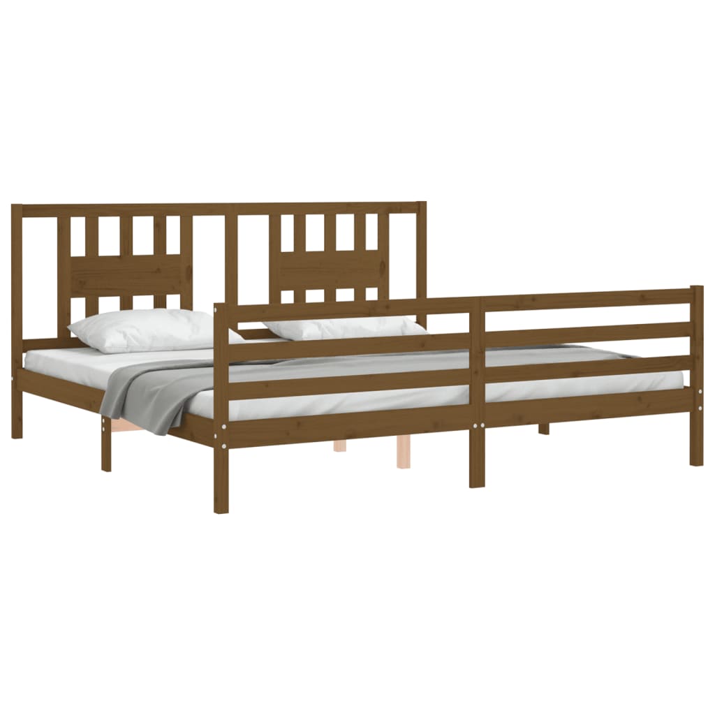 vidaXL Estructura cama y cabecero madera maciza marrón miel 200x200 cm