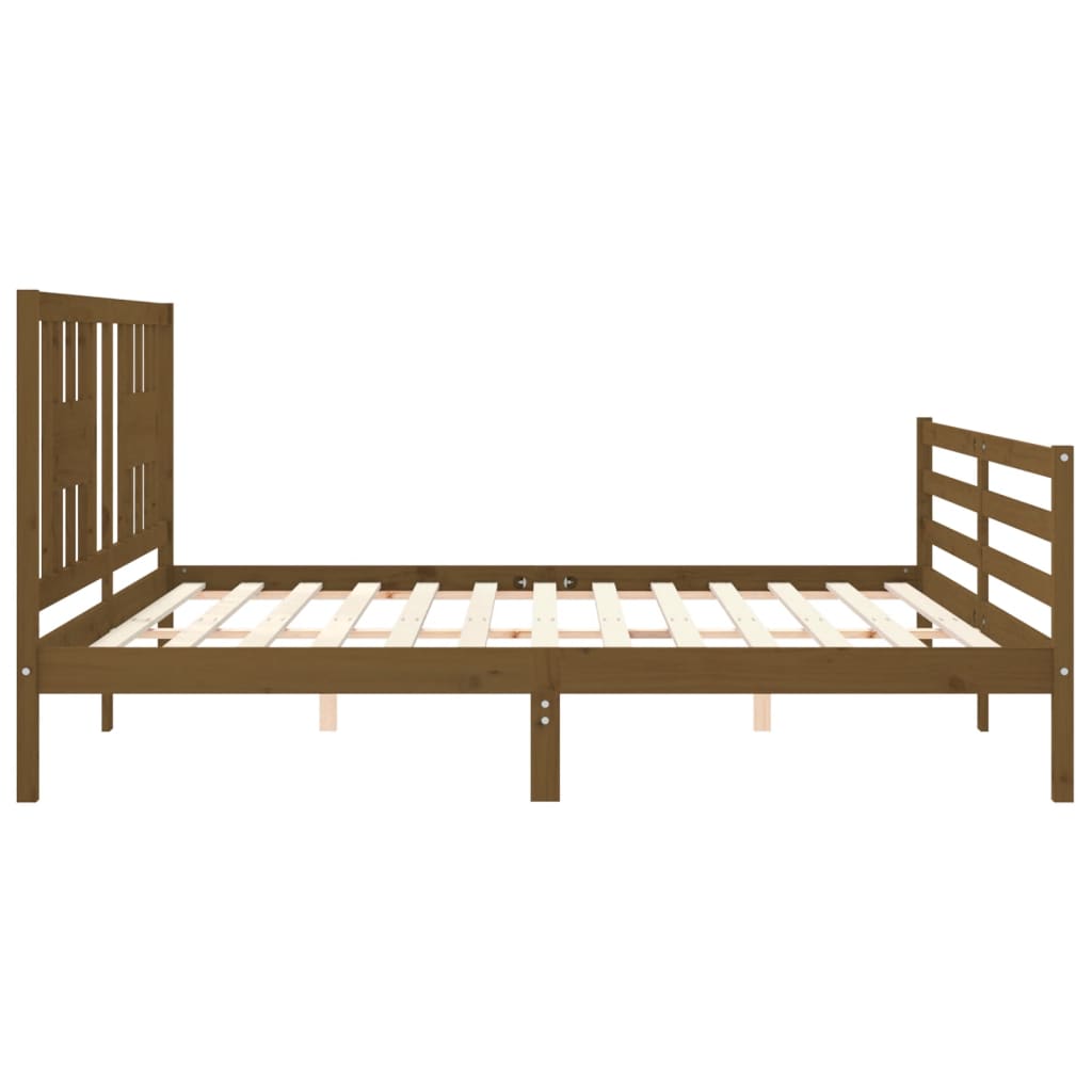 vidaXL Estructura cama y cabecero madera maciza marrón miel 200x200 cm