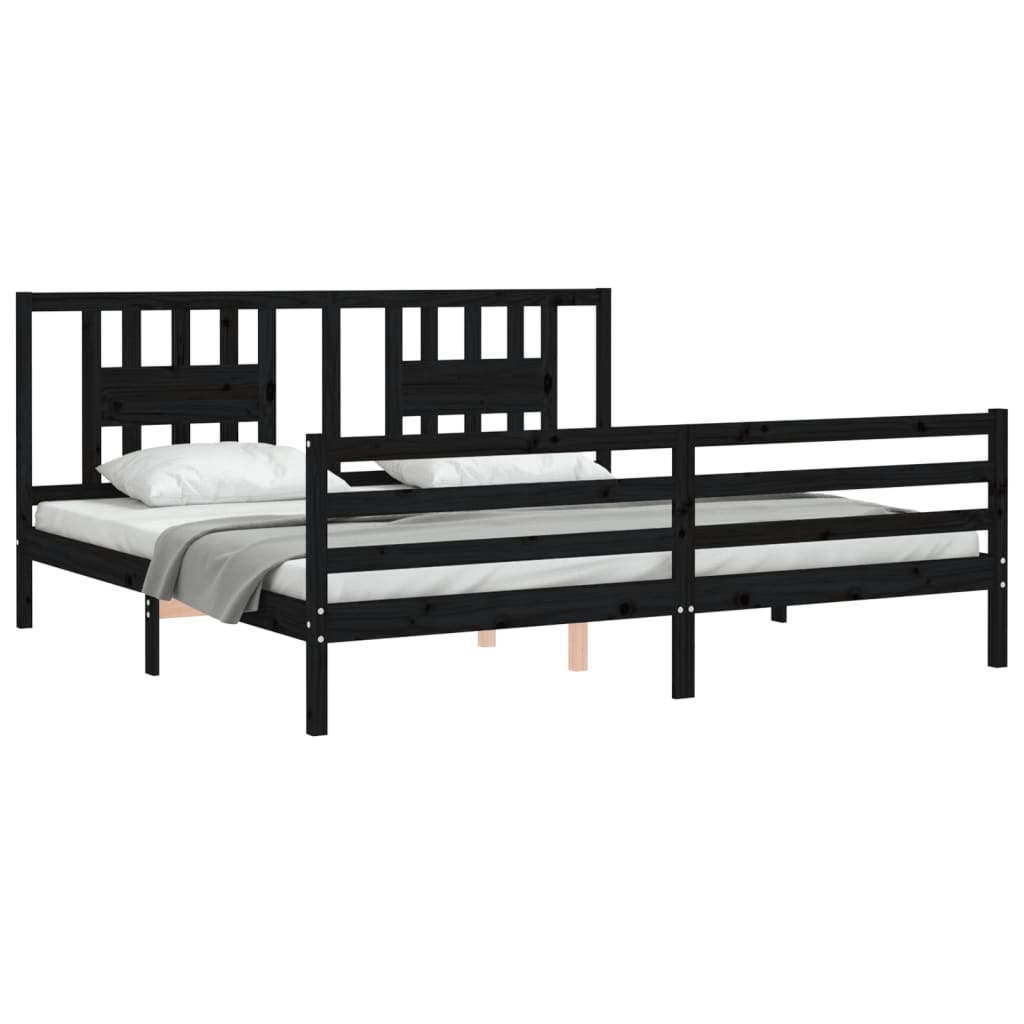 vidaXL Estructura de cama con cabecero madera maciza negro 200x200 cm