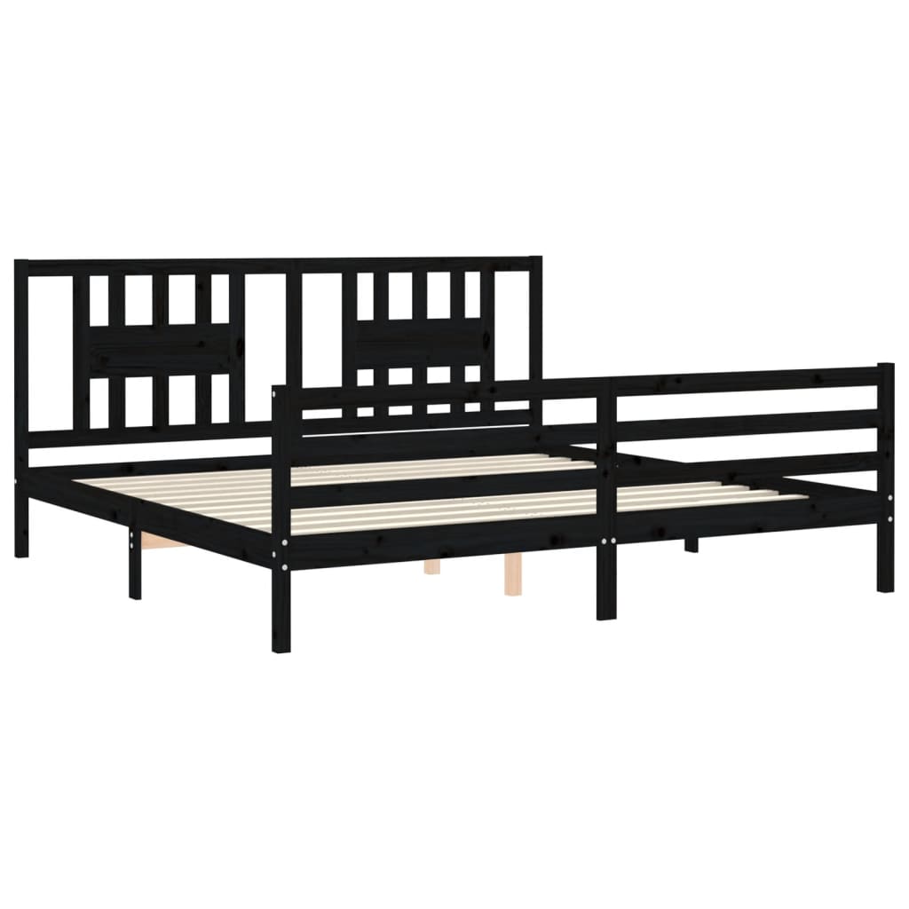 vidaXL Estructura de cama con cabecero madera maciza negro 200x200 cm