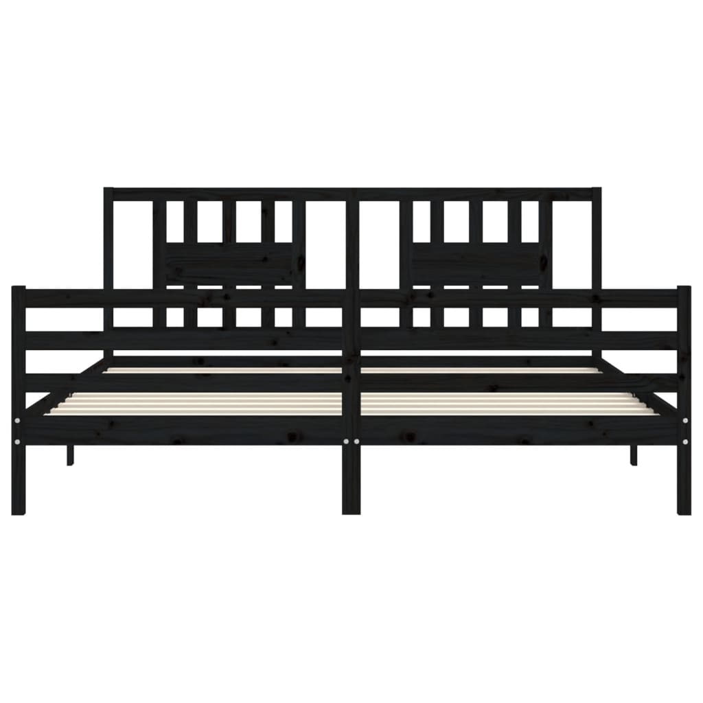 vidaXL Estructura de cama con cabecero madera maciza negro 200x200 cm