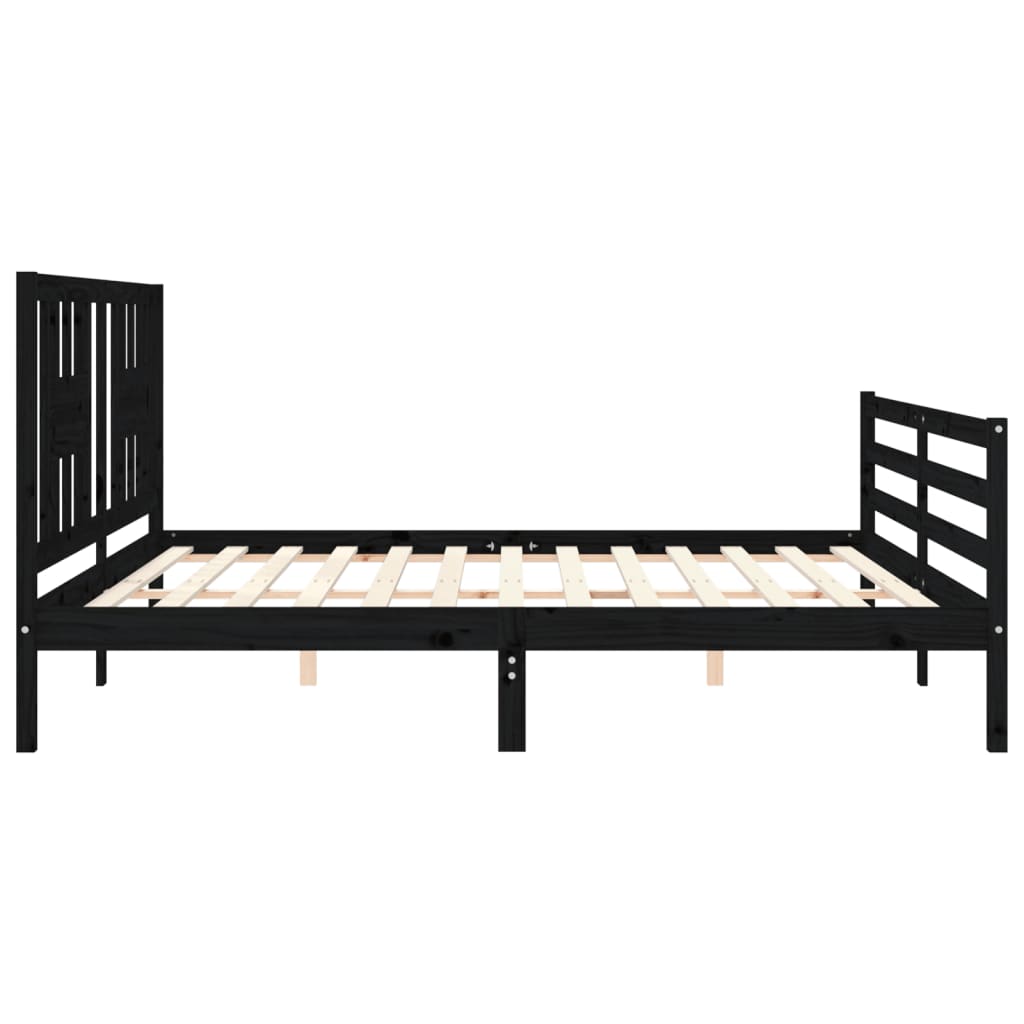 vidaXL Estructura de cama con cabecero madera maciza negro 200x200 cm