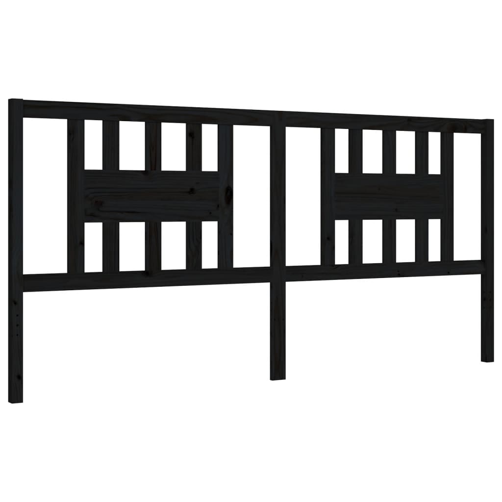 vidaXL Estructura de cama con cabecero madera maciza negro 200x200 cm