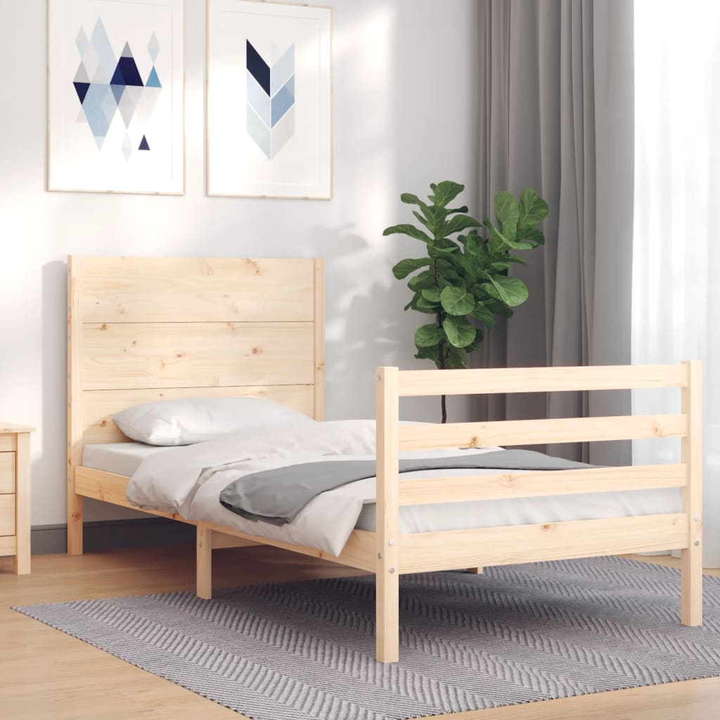 vidaXL Estructura de cama individual con cabecero madera maciza