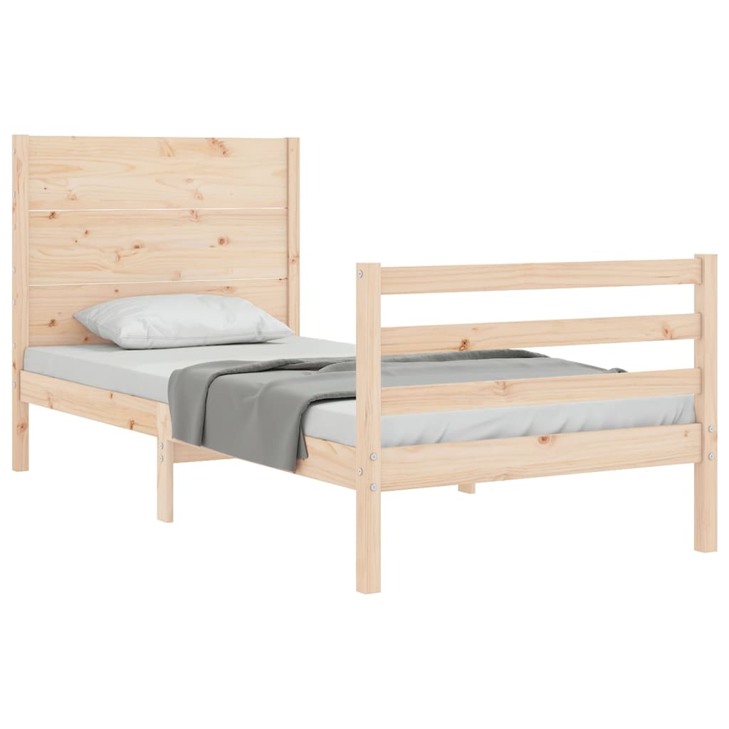 vidaXL Estructura de cama individual con cabecero madera maciza