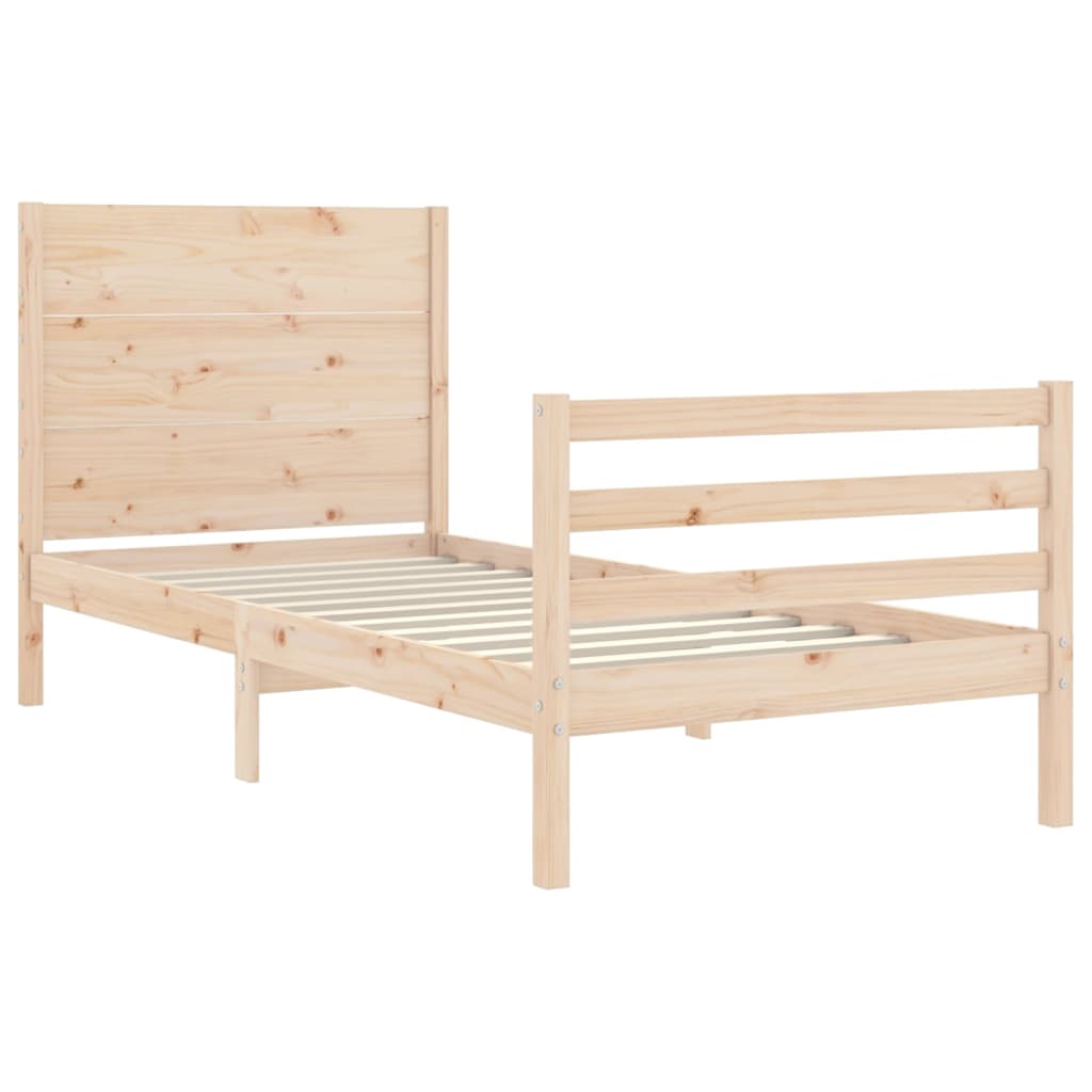 vidaXL Estructura de cama individual con cabecero madera maciza