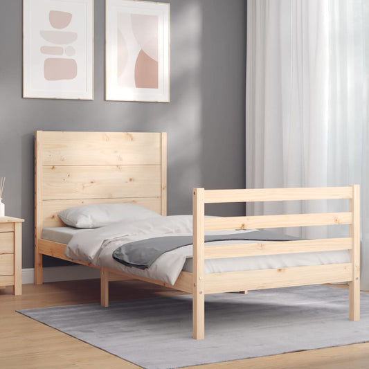 vidaXL Estructura de cama individual con cabecero madera maciza