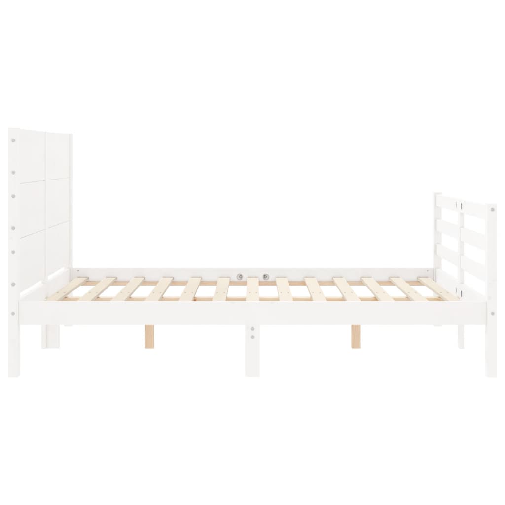 vidaXL Estructura cama de matrimonio con cabecero madera maciza blanco