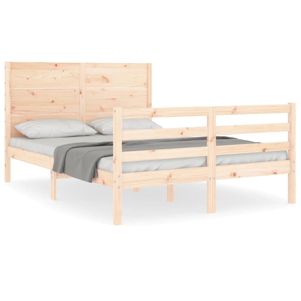 vidaXL Estructura de cama de matrimonio con cabecero madera maciza