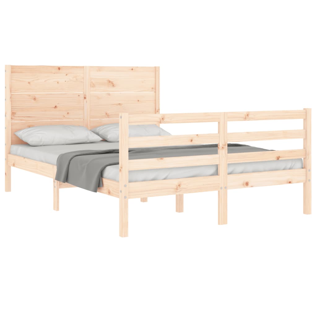 vidaXL Estructura de cama de matrimonio con cabecero madera maciza